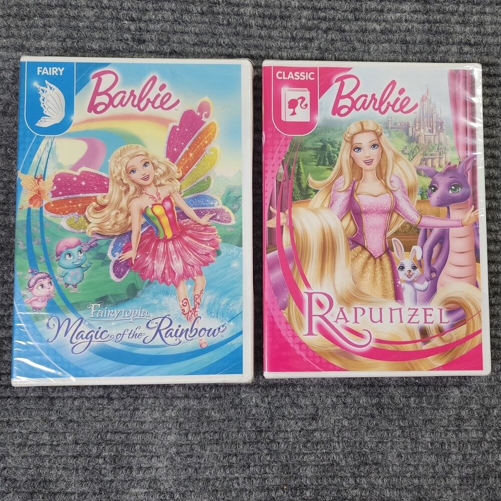 Barbie Lot of 2 DVD Movies "Classic Rapunzel" "Fairytopia Magic Of The Rainbow"